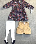 Carters Baby Girls' 3-PC. Vest Leggings Dress Pink Blue Zoo Deer Fox 18M Nwt. Fixed Price $8.49.