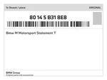 Genuine Bmw Motorsport Statement 80-14-5-B31-8E8 New. Fixed Price $41.33.