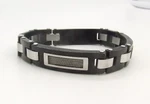 8.7" Inox Mens Stainless Steel/black Bike Chain Link Bracelet Twisted Wire Inlay. Fixed Price $14.99.