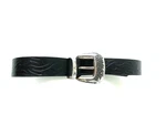 Harley Davidson Black Leather Flame Embossed Belt Distressed Tarnished Buckle. Fixed Price $31.99.