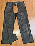 Genuine Harley-davidson Black Womens Leather Chaps Xl W/embroidered Logo Leg. Fixed Price $115.00.