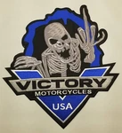 Victory Motorcycles Skeleton Biker Back Patch Usa Blue Large Approx 10X10.25". Fixed Price $27.99.