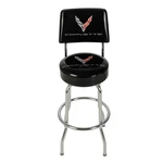 2020 2026 C8 Corvette Bar Stool With Back Rest Black Chrome Licensed. Fixed Price $199.95.