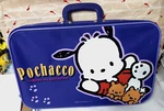 Vintage 2001 Sanrio Pochacco 17" X10.5" 4" Purple Suitcase Bag Vinyl. Fixed Price $49.95.
