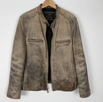 Top Gun First Class Leather Men's Sz Distressed Tan Cafe Aviator Moto Jacket. Fixed Price $90.00.