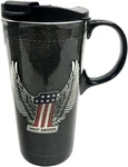 Harley Davidson Coffee Mug Black Winged #1 Emblem Logo Flag Ceramic Cup 17 Oz. Fixed Price $15.95.