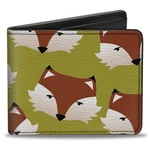 Bi-fold Wallet Fox Face Scattered Warm Olive. Fixed Price $24.53.