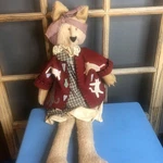 Handcrafted Fox Or Cat 31" Tall, Vest, Dress, Headband, Claws, Legs Fold. Fixed Price $46.54.