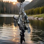 Natural Dream Tigers Eye Beaded Cow Skull Charm Key Chain Silver Women's Boho. Fixed Price $12.04.