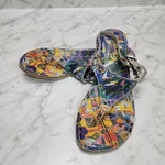 Women's Sz 7 Icon Vacation Slingback Leather Sandals T-strap Buckle Flat Artsy. Fixed Price $27.00.