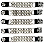 5 Silver Glitter Maltese Cross Women's Double Chain Motorcycle Vest Extenders. Fixed Price $34.99.