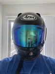 Arai Quantum-x Motorcycle Helmet Black Blue Iridium Shield Size Small 55-56CM. Fixed Price $380.00.