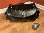 Tourmaster Black Leather Sissy Bar Motorcycle Tail Bag Pouch Trunk. Fixed Price $59.75.