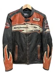 Handmade Harley Men Orange Screaming Eagle Style Davison Cowhide Leather Jacket. Fixed Price $210.00.