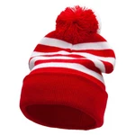 Striped Pom Cuff Long Beanie - Red White Osfm. Fixed Price $35.06.