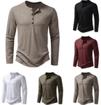 Men's Cotton Henley Neck T-shirts Long Sleeve Casual Button Plain 25% Off. Fixed Price $21.99.