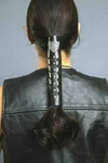 Hair Glove Leather Tribal Heart Cut-out With Gemstones Pony Holder 8". Fixed Price $31.99.