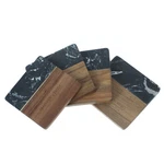 Mercedes Text Black Marble And Wood Coasters. Fixed Price $44.17.