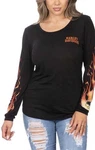Harley-davidson Women's Willie Flames Long Sleeve Crew-neck Top Black (m). Fixed Price $62.00.