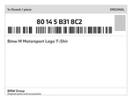 Genuine Bmw Motorsport Logo T-shir 80-14-5-B31-8C2 New. Fixed Price $37.11.