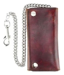 Unik Men's Motorcycle Biker Chain Tri-fold Premium Leather Wallet, Red Brown. Fixed Price $49.95.