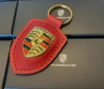 New Genuine Oem Porsche Leather Crest Key Ring Fob Chain Red WAP0500920E. Fixed Price $12.99.