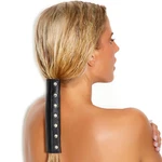 Studded Leather Pony Tail Wrap Hair Holder Biker Black 7" Long L9842. Fixed Price $18.89.