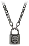 Harley-davidson Men's Deadlock Skull Padlock Chain Necklace Stainless Steel. Fixed Price $55.00.