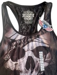 Lethal Angel Women Plus Size Black Lace Rip Skull Razor Back Tank Top 2XL. Fixed Price $32.00.