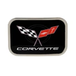 1997-2004 Corvette C5 Belt Buckle With Full Color Crossed Flags. Fixed Price $25.95.