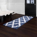 Navy White Trellis Cotton Bathroom Mat Runner 24X60 Lavish Home 67-0029-N. Fixed Price $19.99.