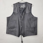 Dream Apparel Mens Leather Motorcycle Vest Size 46 Usa Bikers Chain Style Adjust. Fixed Price $65.00.