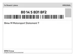 Genuine Bmw Motorsport Statement 80-14-5-B31-8F2 New. Fixed Price $41.33.