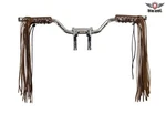 Leather Handlebar Covers Dream Apparel Two-tone Brown Cowhide With Fringe 22.5. Fixed Price $31.99.