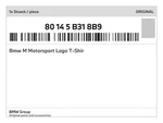 Genuine Bmw Motorsport Logo T-shir 80-14-5-B31-8B9 New. Fixed Price $37.11.